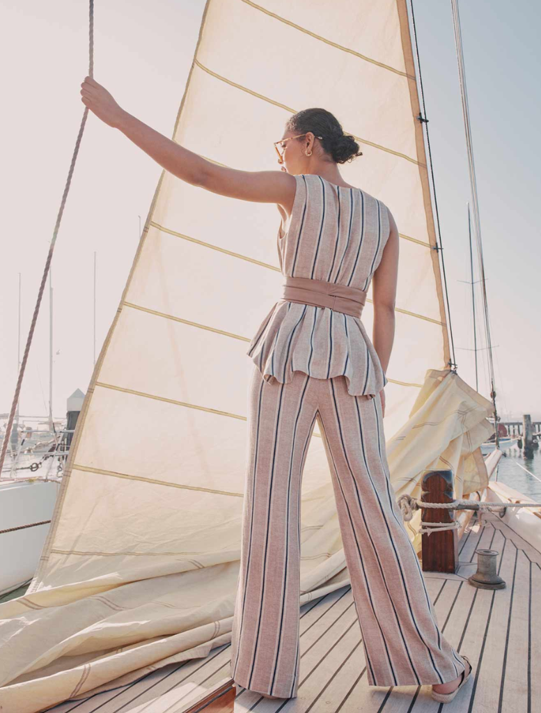 Grace Linen Vest - Cruise Stripe
