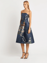 Autumn Strapless Dress - Navy-Floral