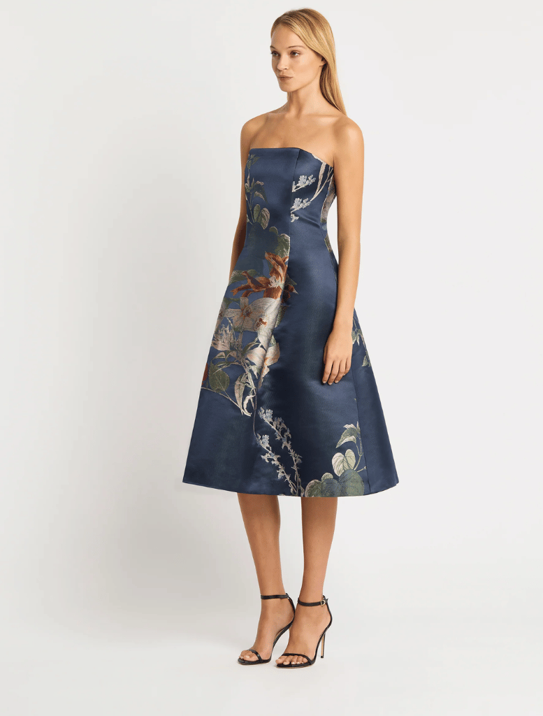 Autumn Strapless Dress - Navy-Floral