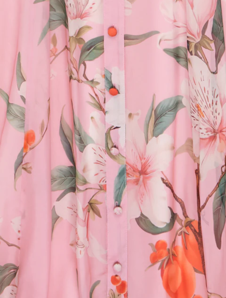 Lilith Tie Neck Maxi Dress - Lavish Print in Pink