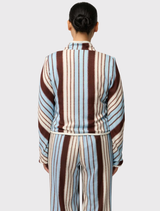 Delray Reversible Printed Linen Jacket - Nautilus Bloom / Iridescent Stripe