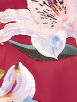 Rosario Appliqué Floral Bustier Mini Dress - Lily Print in Oxblood