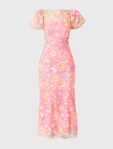 Nathalie Puff Sleeve Gown - Pink Floral