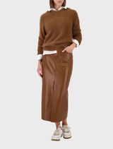 Imitation Leather Skirt - Whisky