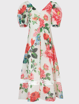 Gather Around Girls Dress - White Floral