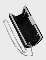 Gabby Metallic Hot Fix Clutch - Black