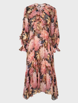 Frill At Ease Dress - Charcoal Floral