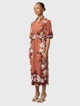 Gisela Linen Viscose Printed Column Midi Dress - Amber Vine