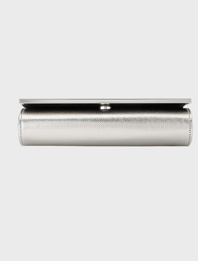 Maddie Metallic Embossed Foldover Clutch - Silver