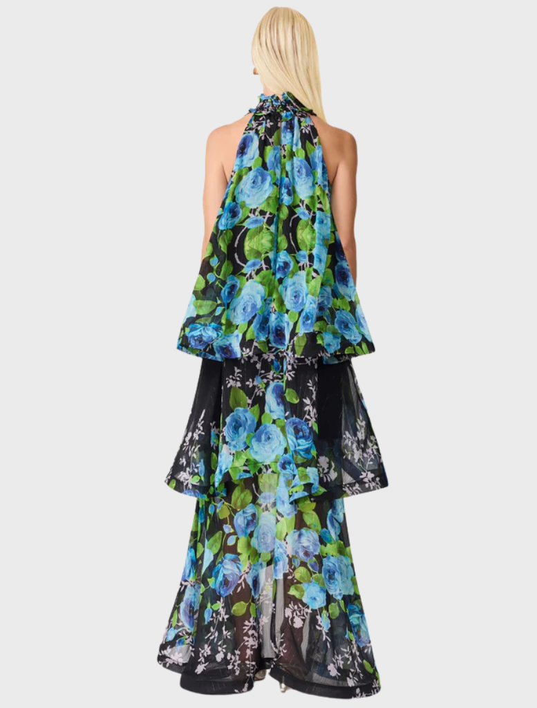 Briony Tiered Gown - BlackMulti