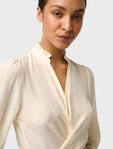 Chloe 100% Silk Criss Cross Cuffed Shirt - Cloud