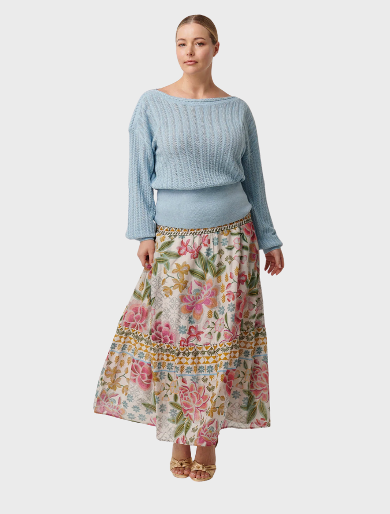 Marley Merino Cotton Knit Top - Cornflower