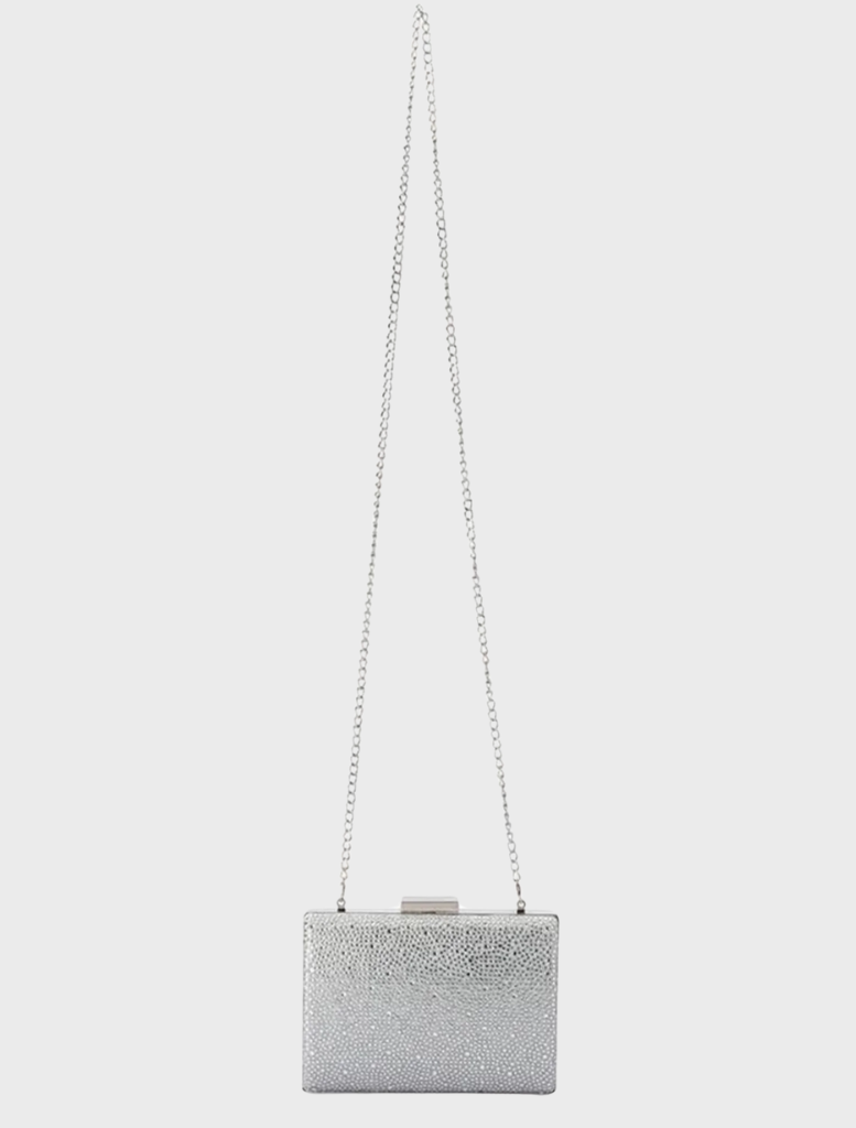 Gabby Metallic Hot Fix Clutch - Silver