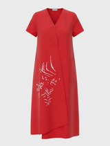 Rubber Printed Dress - Red