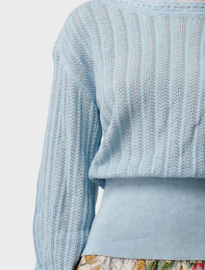 Marley Merino Cotton Knit Top - Cornflower