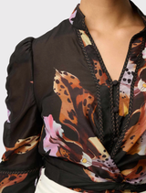 Calantha Cotton Silk Sleeve Shirt - Sunset Orchid