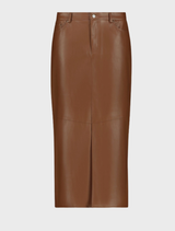 Imitation Leather Skirt - Whisky