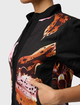 Delray Reversible Printed Linen Jacket - Sunset Orchid/Noir Orchid