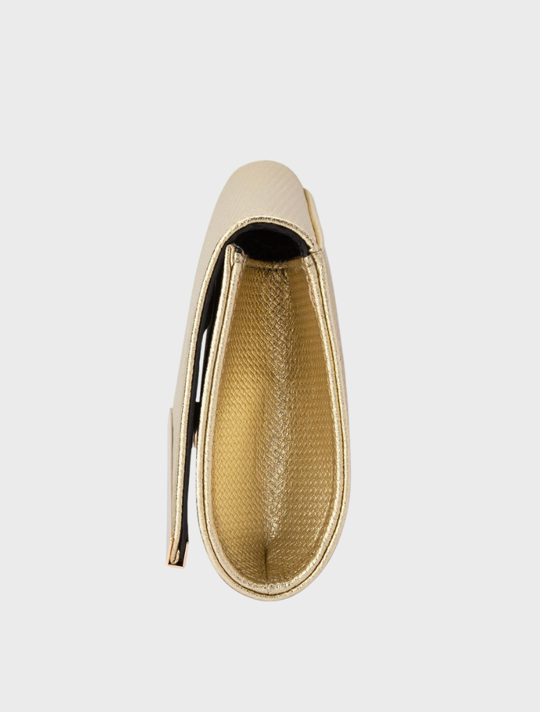 Maddie Metallic Embossed Foldover Clutch - Gold