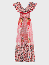 Frill Neck Dress With Hardware - Pink Porto