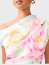 Harper Asymmetrical Gown - Baby Blue Floral