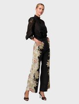 Sevilla Cotton Silk Custom Lace Detail Shirt - Onyx