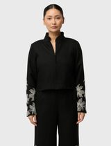 Delray Reversible Printed Linen Jacket - Sunset Orchid/Noir Orchid