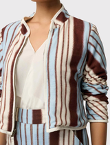 Delray Reversible Printed Linen Jacket - Nautilus Bloom / Iridescent Stripe