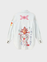 Adelyn Denim Emb Shirt - Denim