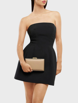 Sammi Crystal Frame Clutch - Natural