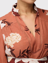 Gisela Linen Viscose Printed Column Midi Dress - Amber Vine