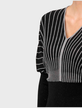 Francine Viscose Nylon Metallic Blend Stripe Knit Top - Onyx
