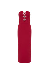 Akari Strapless Midi Dress - Red