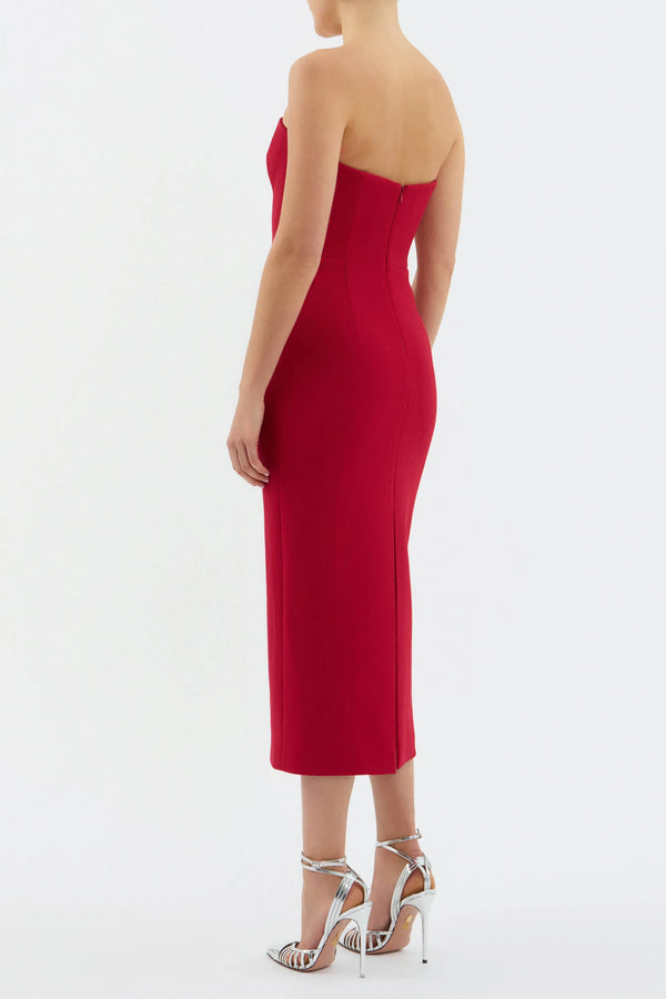 Akari Strapless Midi Dress - Red