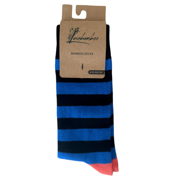 Striped Premium Blue and Black Bamboo Socks