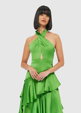 Naomi Asymmetric Halterneck Dress - Tropical