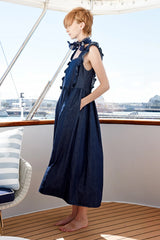 Pinafore Girl Dress - Deep Blue