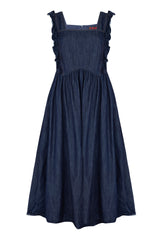 Pinafore Girl Dress - Deep Blue