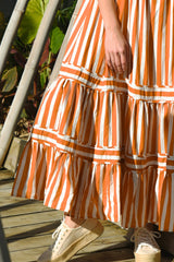 Gather of Fact Dress – Marmalade / White Stripe