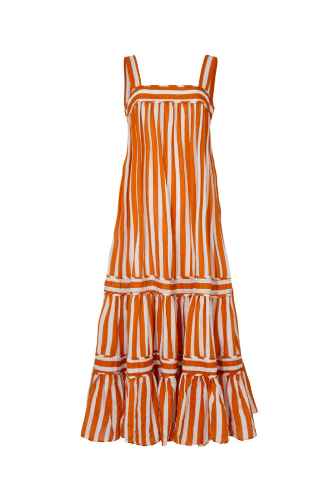 Gather of Fact Dress – Marmalade / White Stripe