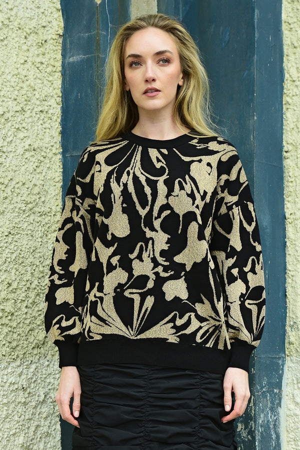 Make Knit Happen Sweater - Black\Gold