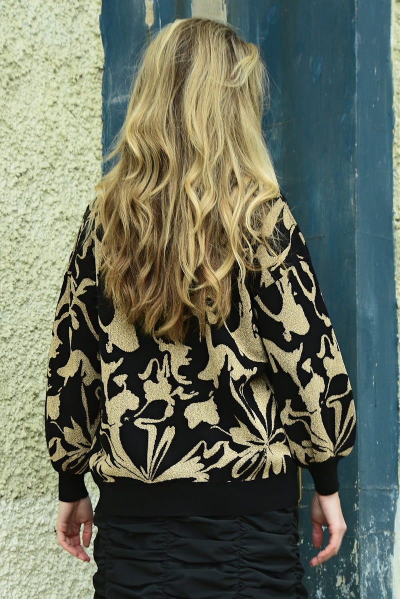 Make Knit Happen Sweater - Black\Gold