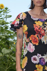 Modern Romantic Dress - Black Floral