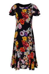 Modern Romantic Dress - Black Floral