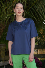 Splashes of Sparkle T-Shirt - Navy