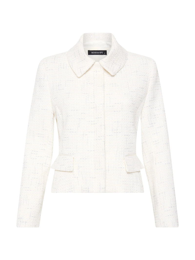 Cate Crop Jacket - Ivory White