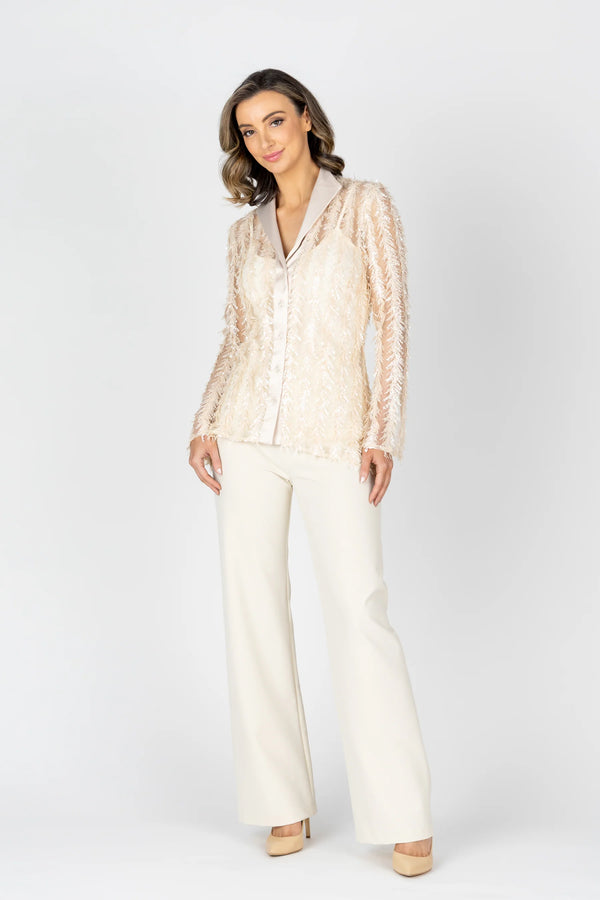 Dove Embroidered Shirt - Champagne