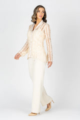 Dove Embroidered Shirt - Champagne