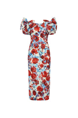 Fleurette Midi Dress - Red Poppy