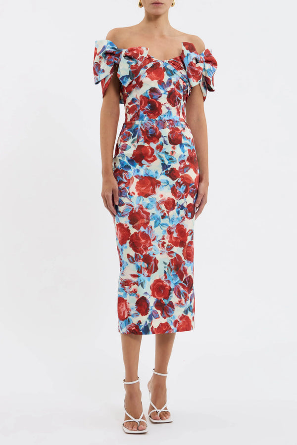 Fleurette Midi Dress - Red Poppy